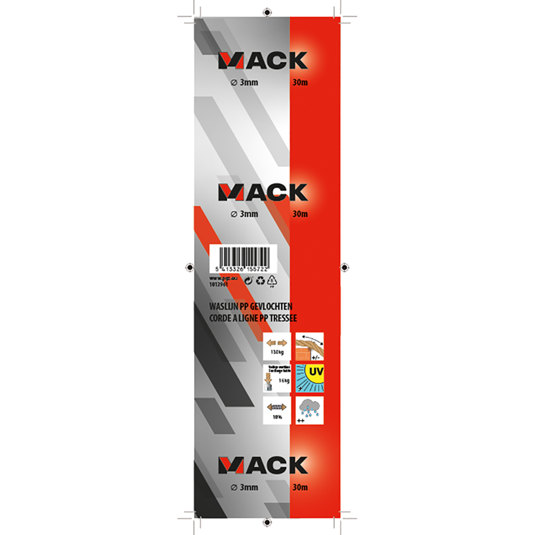Mack 1013961 - multilon rope white reel 3mm 30m | 5 pieces