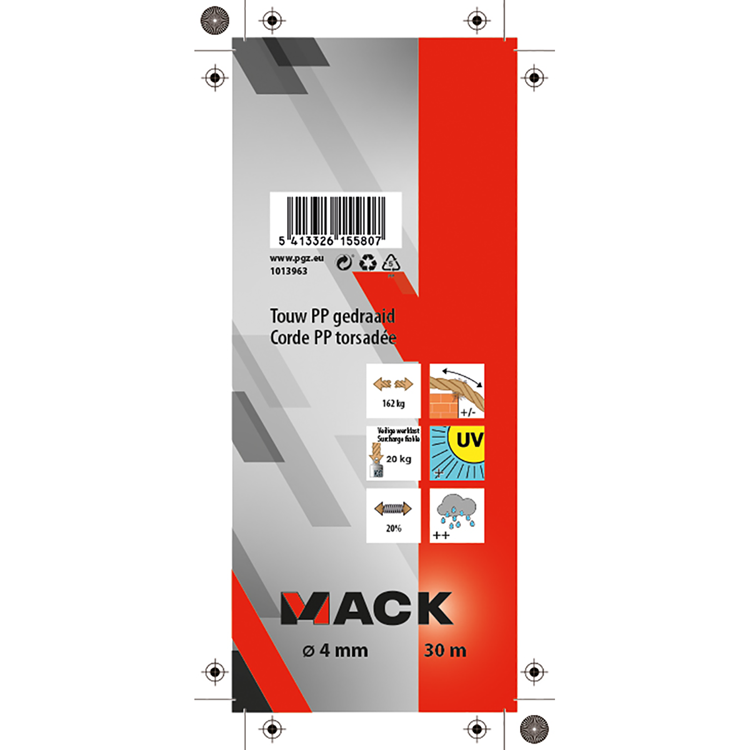 Mack 1013963 - pp twisted orange strand 4mm 30m | 5 pieces
