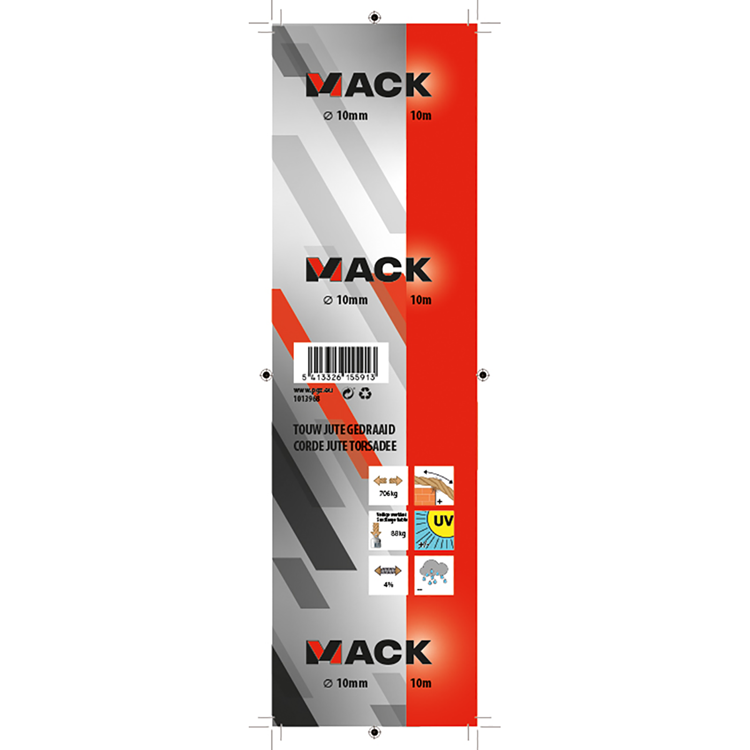 Mack 1013968 - jute rope twisted strand 10mm 10m | 5 pieces