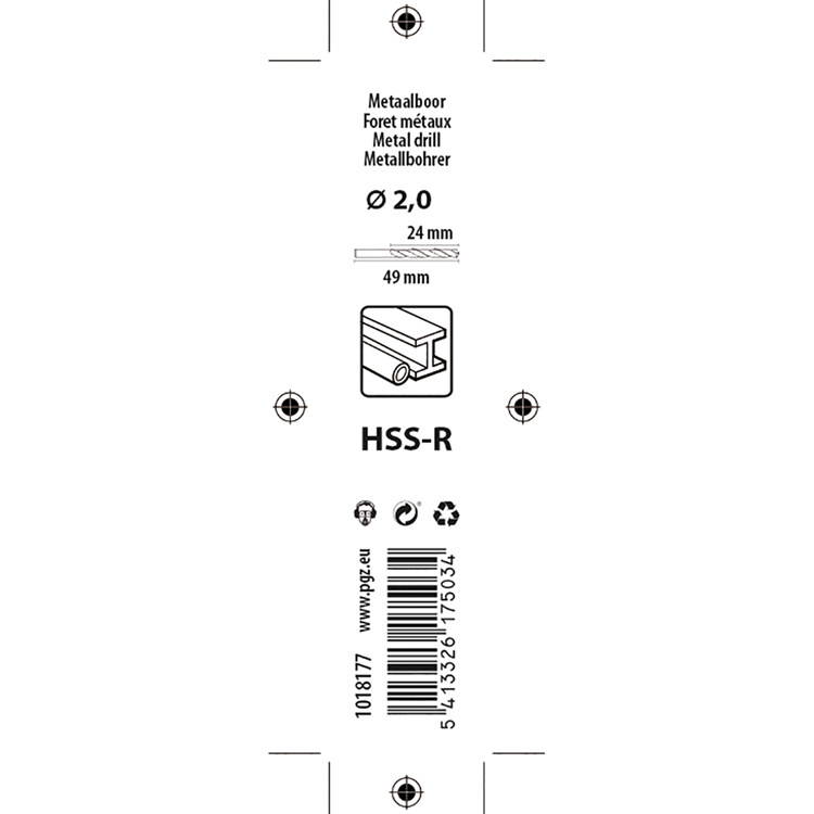 Mack 1018177 - punta universale hss r ø 2,0 x 49 mm 2 pz | 5 pezzi