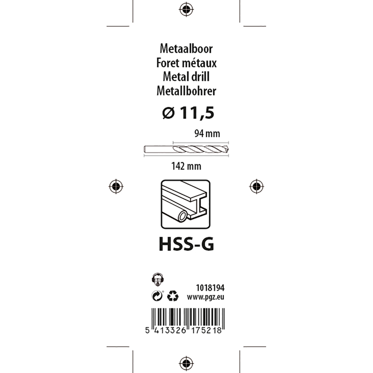 Mack 1018194 - taladro para metal hss g din 338 ø 11,5 x 142 mm | 5 piezas