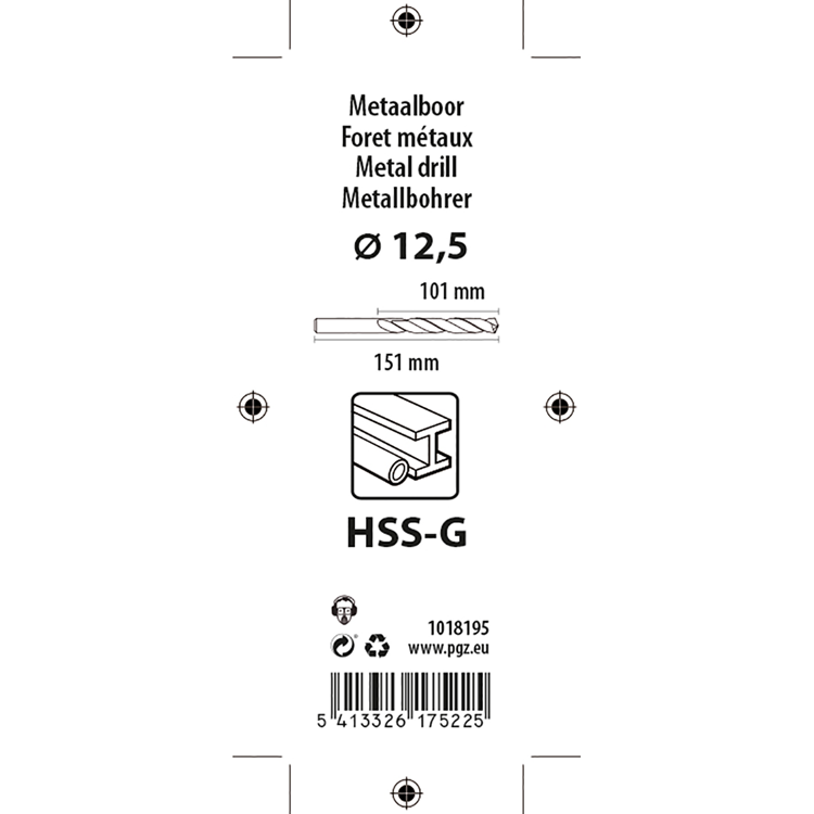 Mack 1018195 - taladro para metal hss g din 338 ø 12,5 x 151 mm | 5 piezas