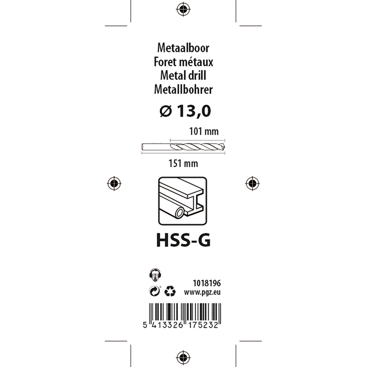 Mack 1018196 - taladro para metal hss g din 338 ø 13,0 x 151 mm | 5 piezas