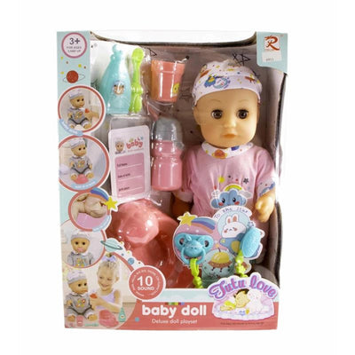 Bambola 30 cm in scatola con 10 suoni