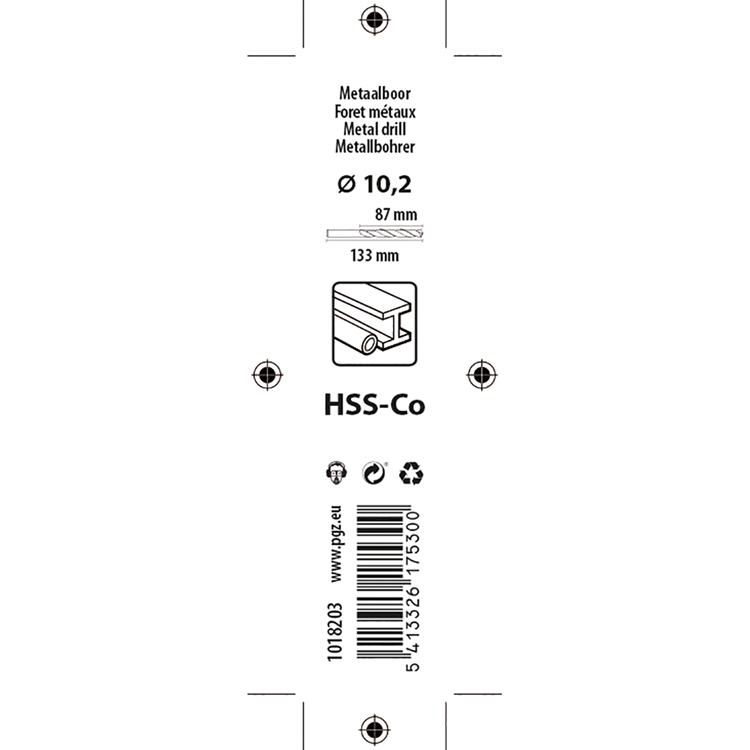 Mack 1018203 - taladro metal hss co5% din 338 ø 10,2 x 133 mm | 5 piezas