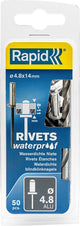 Rivetto cieco rapido impermeabile ø 4,8 x 14 mm 50 pezzi + trapano