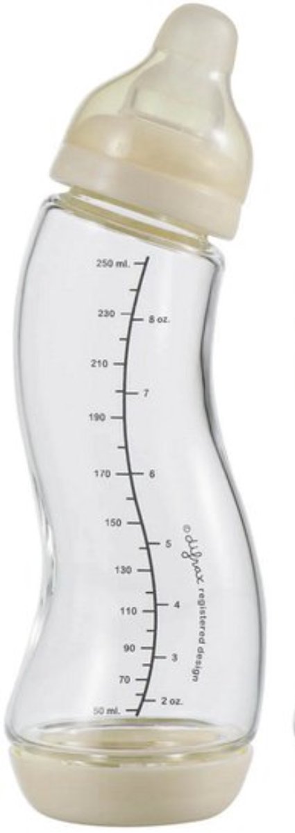 Difrax biberon in vetro naturale - anticoliche - biberon - 250ml - 1 pezzo