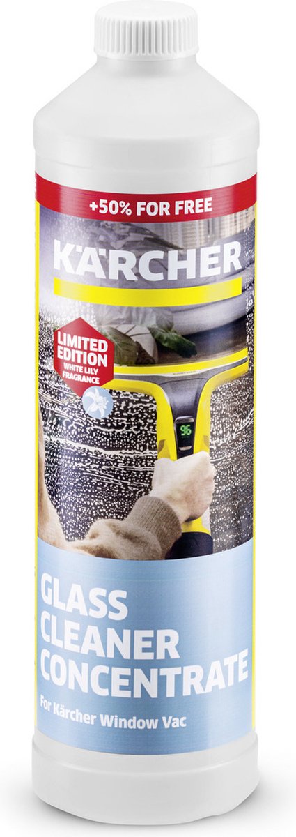 Kärcher limpiador de ventanas concentrador rm 500, 750 ml - 50% gratis - edición limitada - lirio blanco - resultado sin rayas - efecto repelente de suciedad