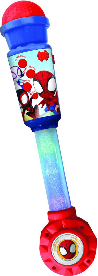 Micrófono con iluminación Lexibook spider-man con altavoz (entrada auxiliar), melodías y efectos de sonido