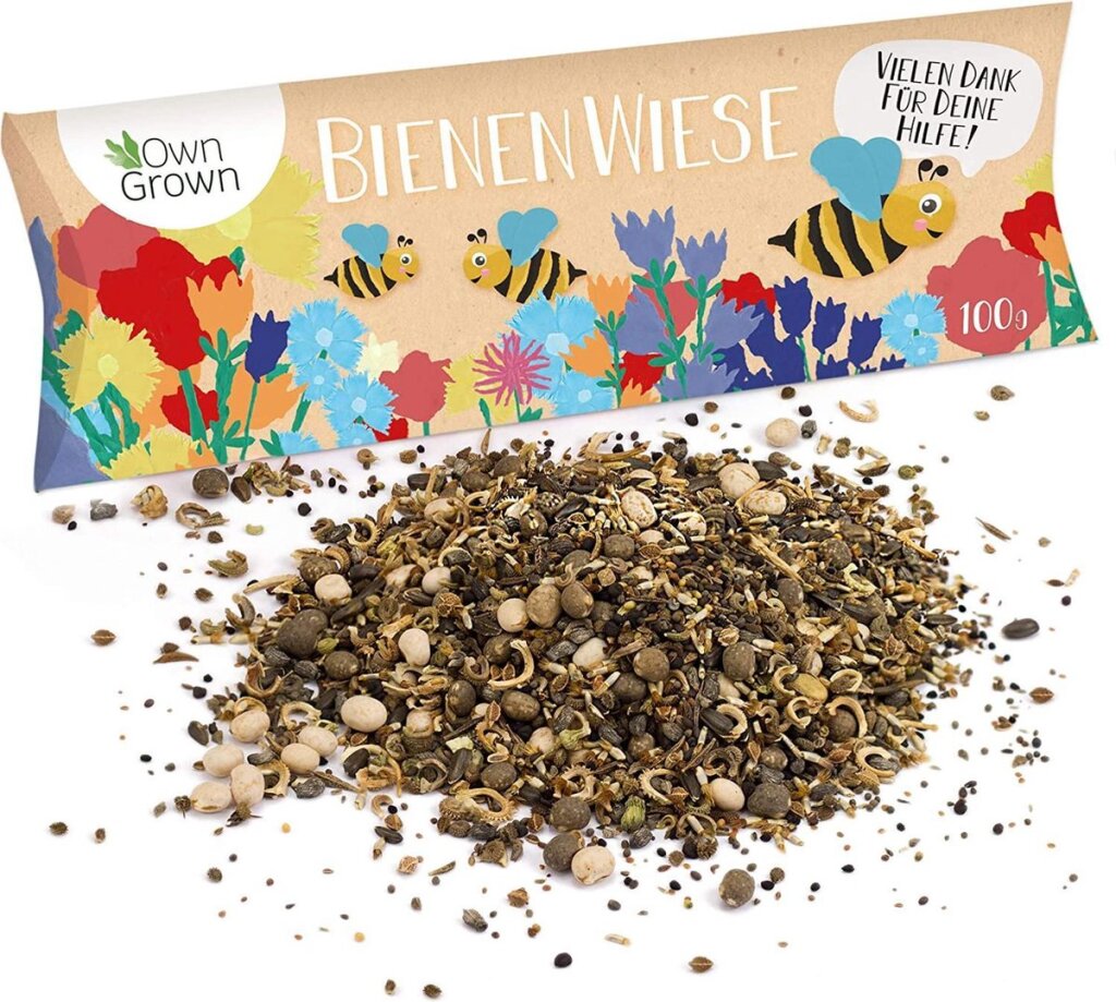 Own oflywrown Bijenweide Flower Mix 100g Semillas de abejas premium para coloridos semillas húmedas de abejas húmedas