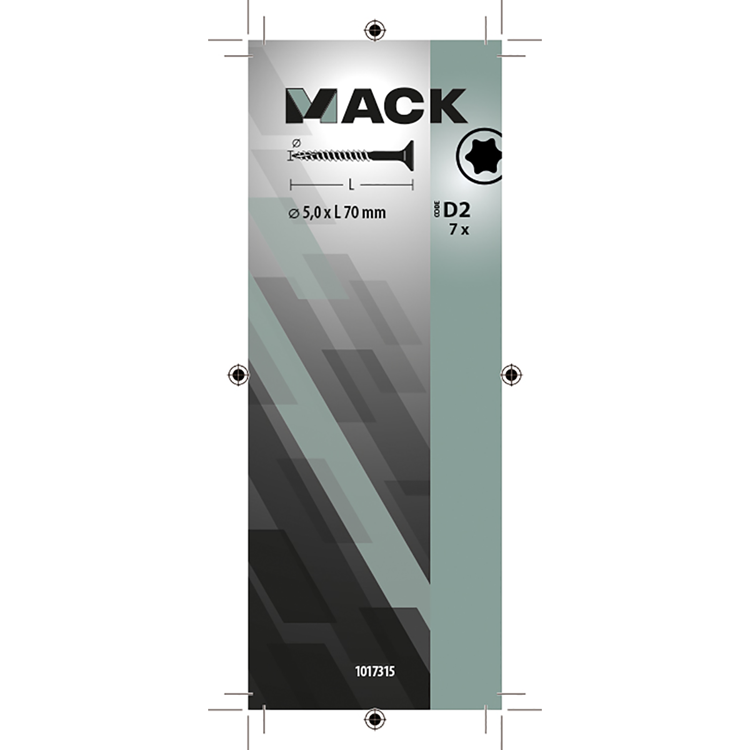 Mack 1017315 - spainplschr.vzkop-automontaje chapado en amarillo 7 piezas 5,0 x 70 mm | 10 piezas