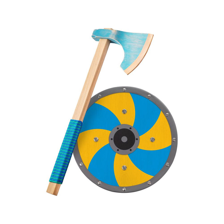 Woodsy viking houten bijl met schild. 4+