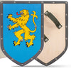 Escudo de madera amaderado león azul. 26x39