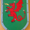Escudo de madera amaderado dragón verde. 26x39