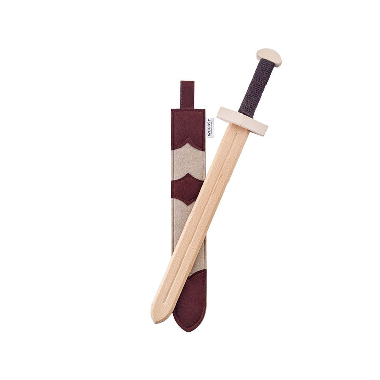 Spada di legno legnosa con supporto. 52x9x4