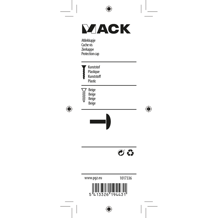 Mack 1017336 - cover cap plastic beige 40 pcs | 10 pieces