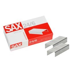 Punti metallici sax argento 24 6 acciaio 1.000 pezzi 25 fogli