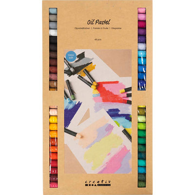 Pastelli a olio Creativ company, l: 7 cm, spessore 11 mm, vari colori, 48 pezzi 1 scatola
