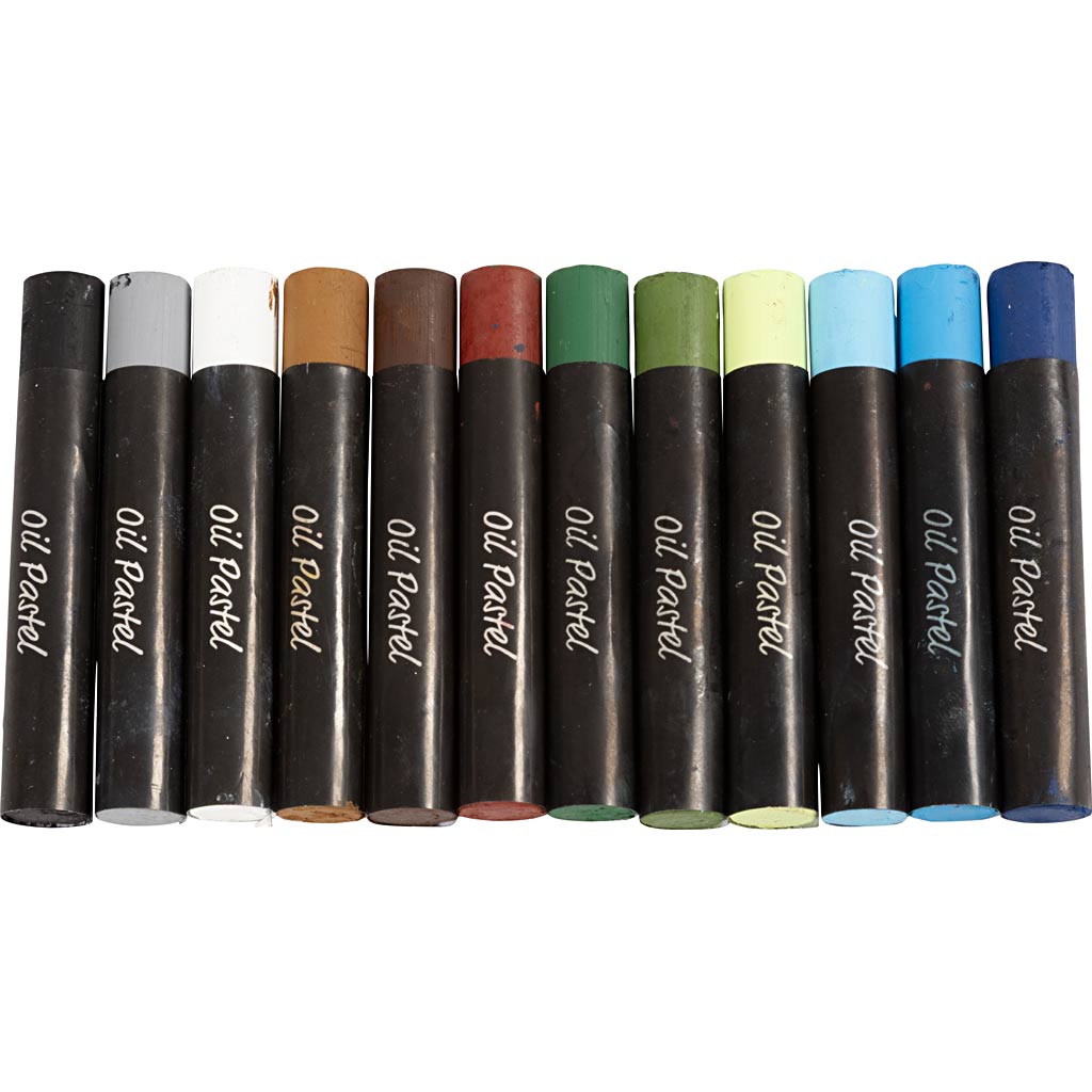 Pastelli a olio Creativ company, l: 7 cm, spess. 11 mm, colori naturali, 12 pezzi 1 scatola