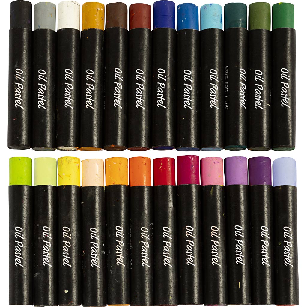Pastelli a olio Creativ Company, l: 7 cm, spessore 11 mm, colori pastello, 24 pezzi 1 scatola