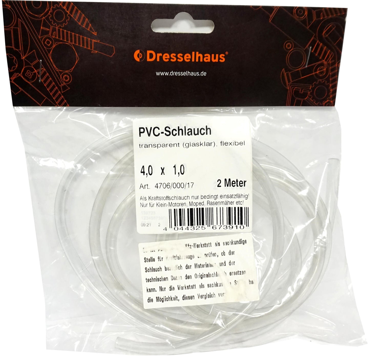 Dresselhaus brandstofslang 4706 fuel hose 4,0x1,0 dresselh. 4706 - pvc, 2m