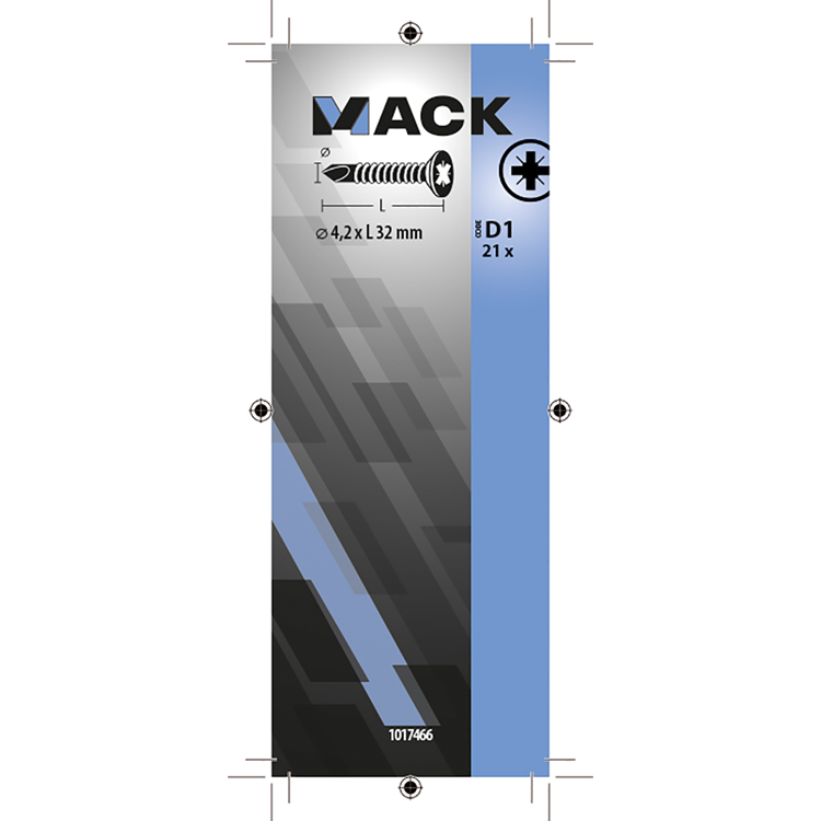Mack 1017466 - tornillo autoperforante con cabeza galvanizada. 21 piezas 4,2 x 32 mm | 10 piezas