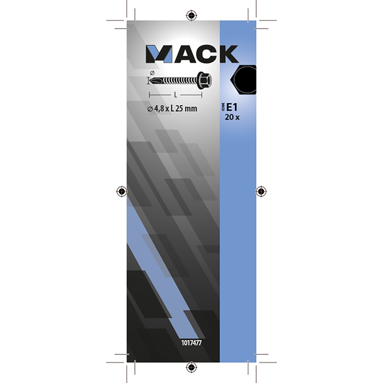 Mack 1017477 - tornillo hexagonal autoperforante. cabeza galvanizada. 20 piezas 4,8 x 25 mm | 10 piezas
