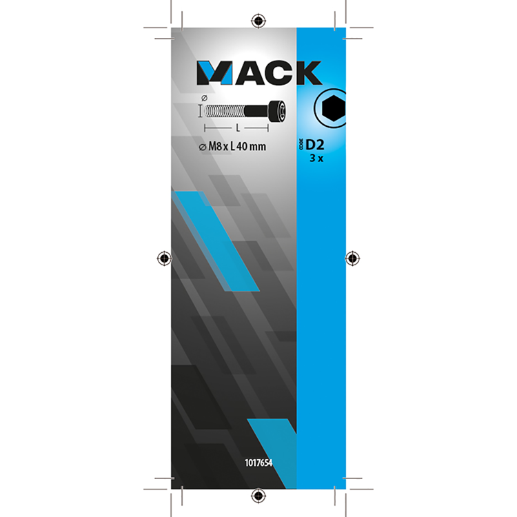 Mack 1017654 - bullone ad esagono incassato cil. testa placcata. 3 pezzi m8 x 40 mm | 10 pezzi