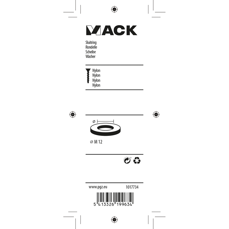 Mack 1017734 - arandela nailon 4 piezas m12 | 10 piezas
