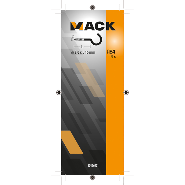 Mack 1019697 - gancho de tornillo latón 4 piezas 3,0 x 16 mm | 10 piezas