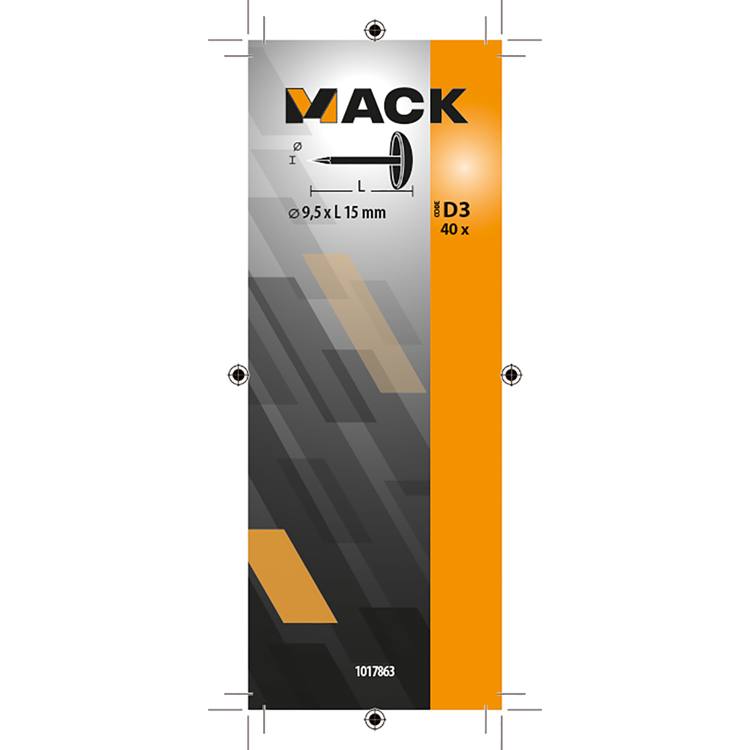 Mack 1017863 - Clavo embellecedor de acero niquelado 40 piezas 9,5 x 15 mm | 10 piezas