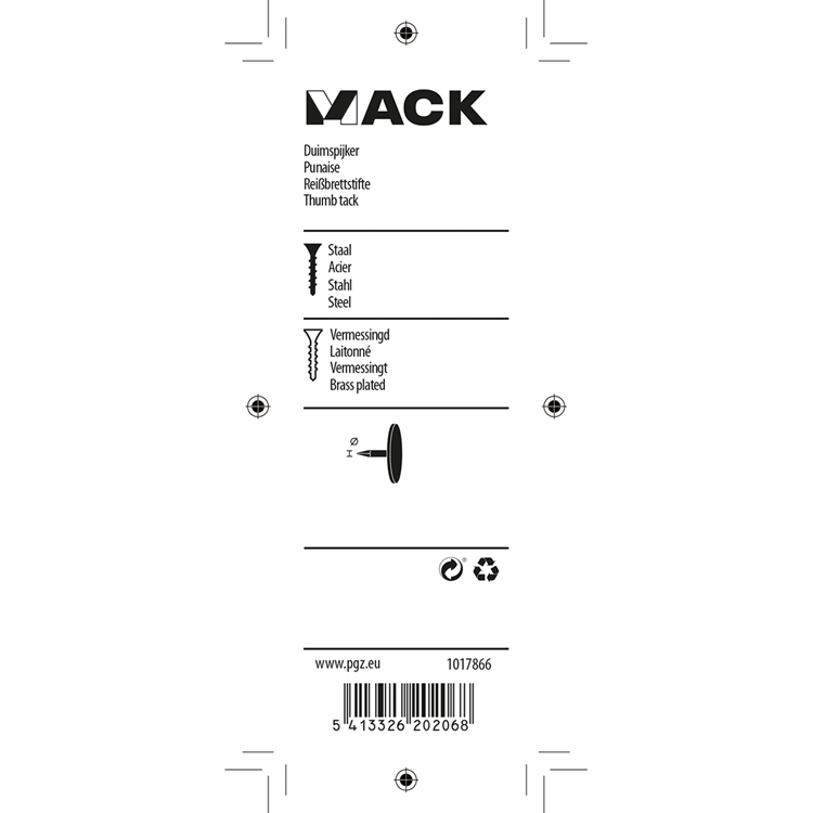 Mack 1017866 - miniatura acero latonado 100 piezas | 10 piezas