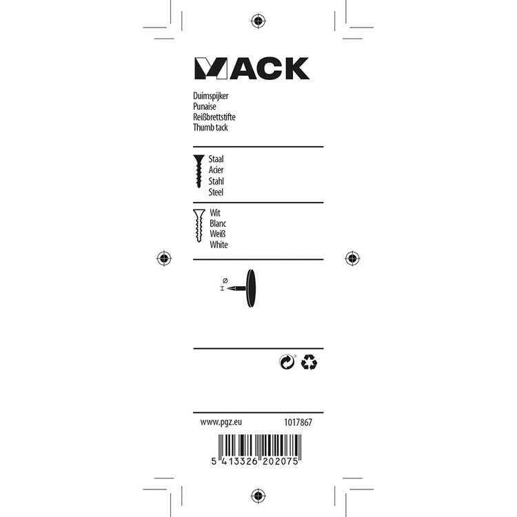 Mack 1017867 - miniatura acero blanco 60 piezas | 10 piezas