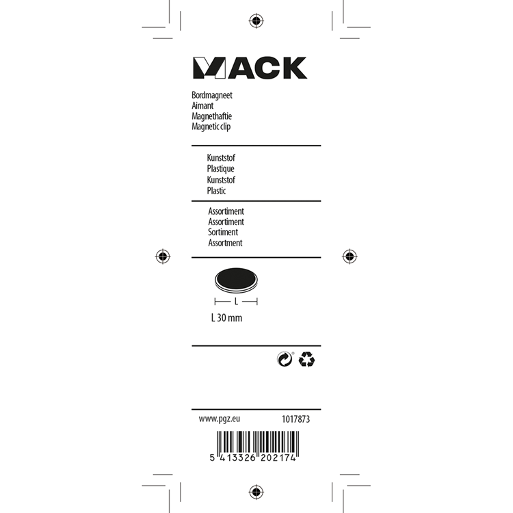 Mack 1017873 - tablero magnético plástico surtido 5 piezas 30 mm | 10 piezas