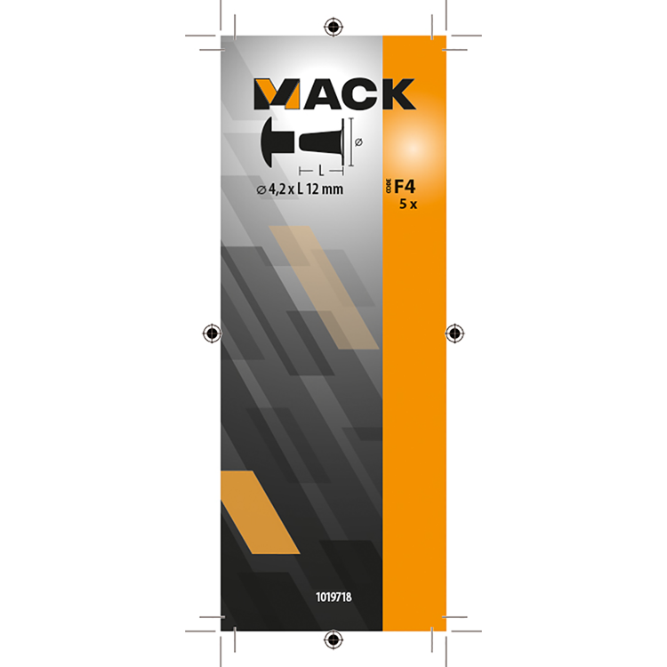 Mack 1019718 - remache latón 5 piezas 4,2 x 12 mm | 10 piezas