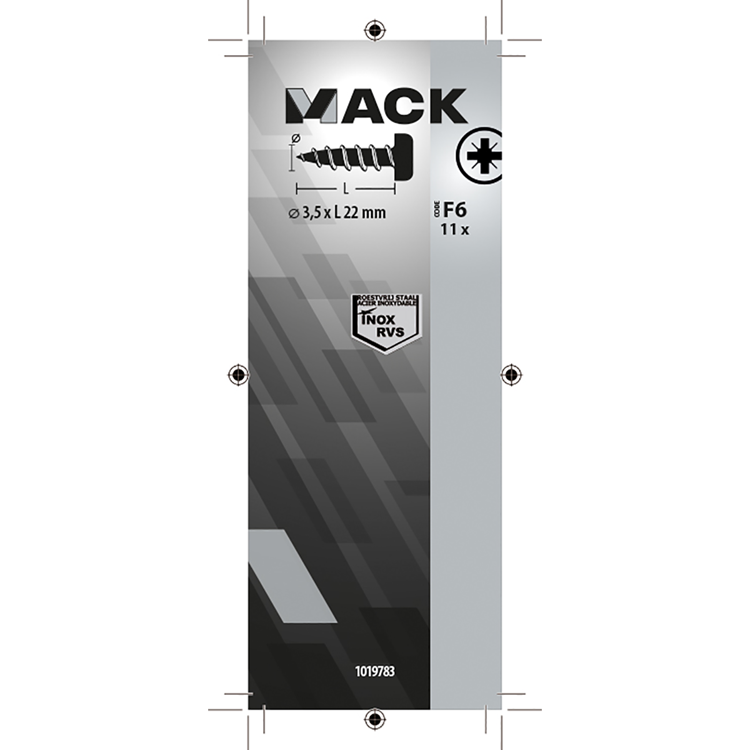 Mack 1019783 - tornillo autorroscante culata A2 11 piezas 3,5 x 22 mm | 10 piezas