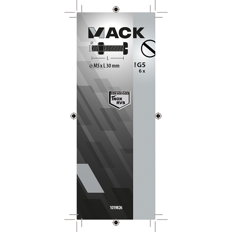 Mack 1019826 - cilindro de tornillo metálico. cabeza + tuerca acero inoxidable 6 piezas m5x30 | 10 piezas