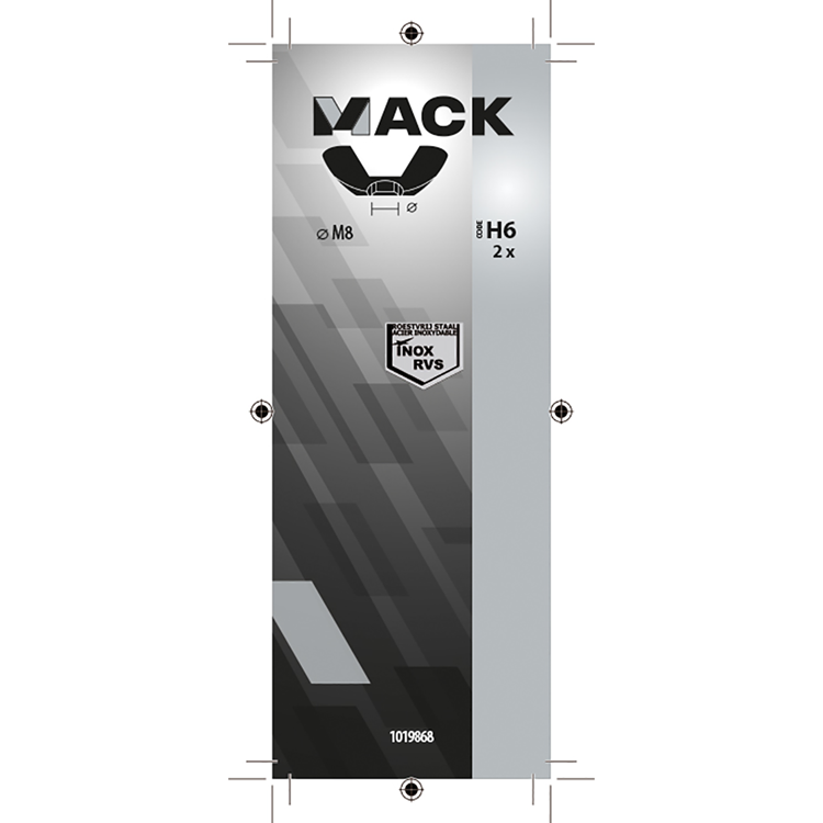 Mack 1019868 - vleugelmoer inox a2 2 st m8 | 10 stuks