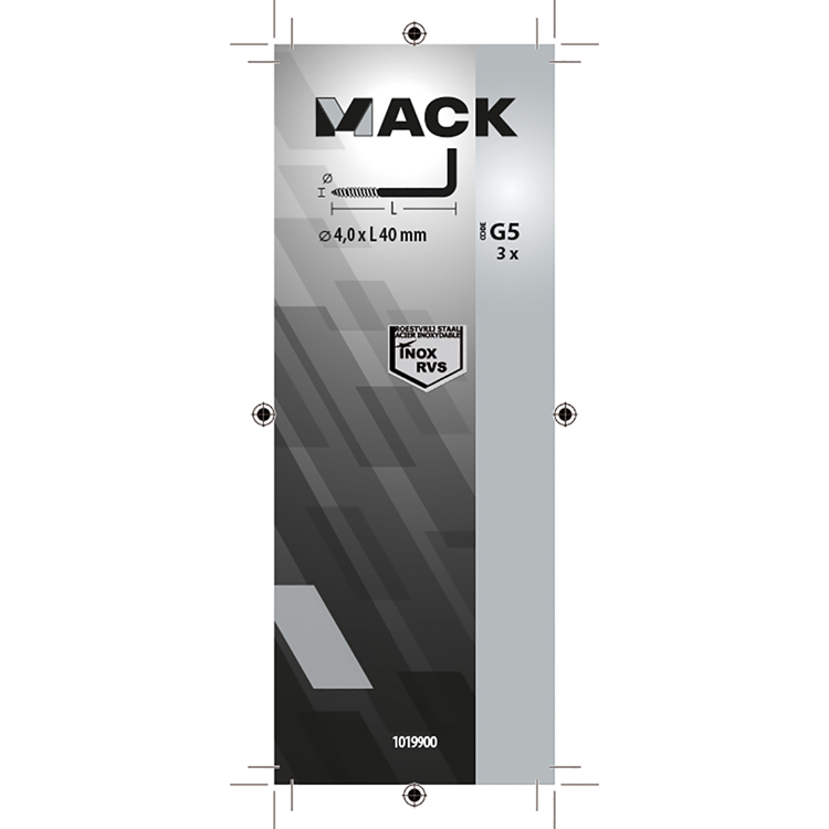 Mack 1019900 - tornillo pulgar acero inoxidable 3 piezas 4,0x40 mm | 10 piezas