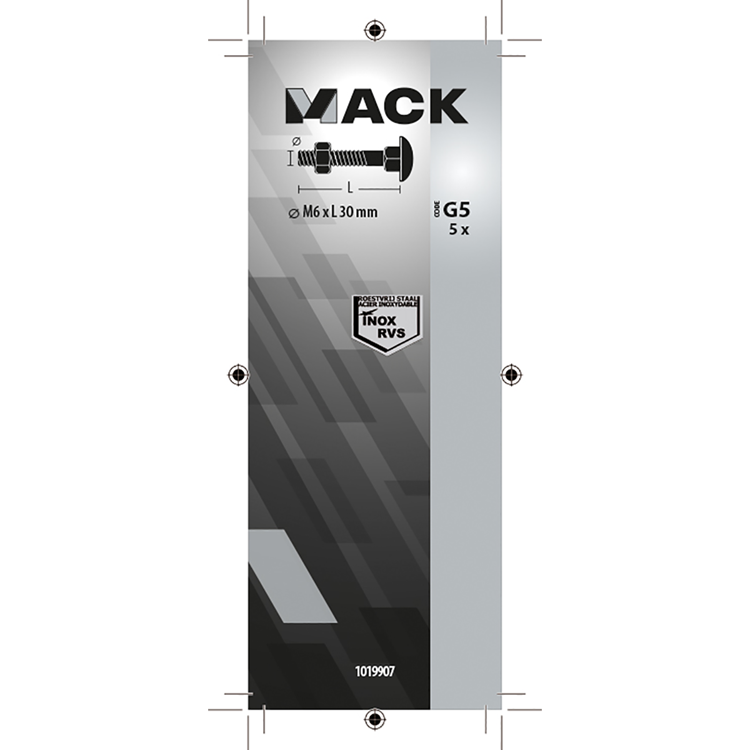 Mack 1019907 - bullone legno + dado inox 5 pz m6x30 mm | 10 pezzi
