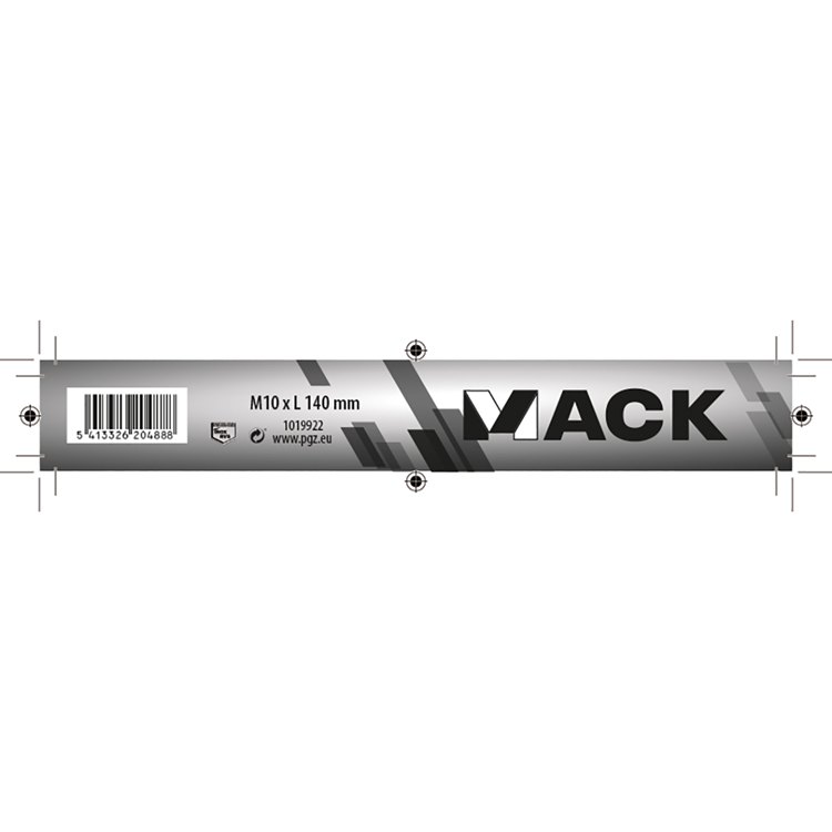 Mack 1019922 - perno madera + tuerca acero inoxidable 1 ud m10 x 140mm | 10 piezas