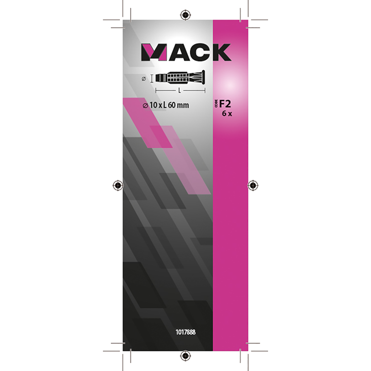 Mack 1017888 - enchufe universal con collar de polietileno. 6 piezas 10 x 60 mm | 5 piezas