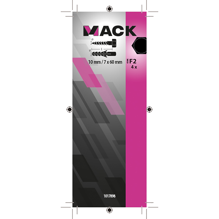 Mack 1017898 - taco + perno rosca madera polieth 4uds 10 mm 7x60 mm | 5 piezas