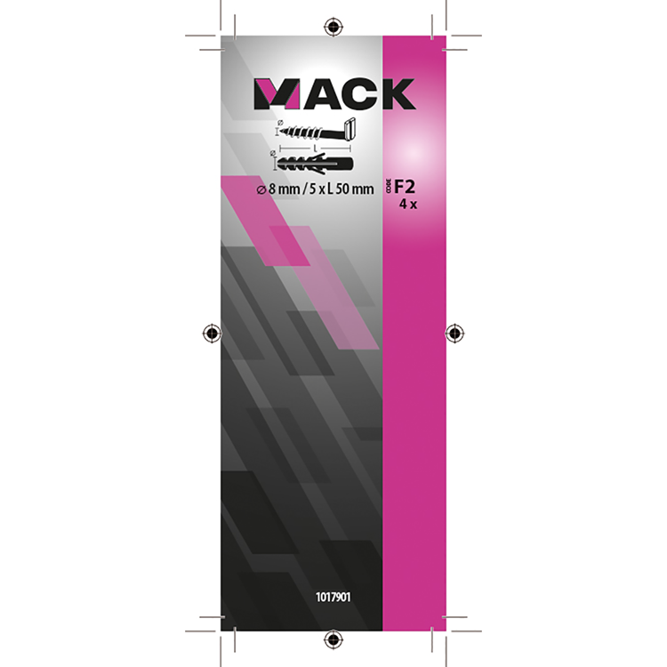 Mack 1017901 - tapón + tornillo pulgar polieth 4 piezas 8mm 5x50mm | 5 piezas