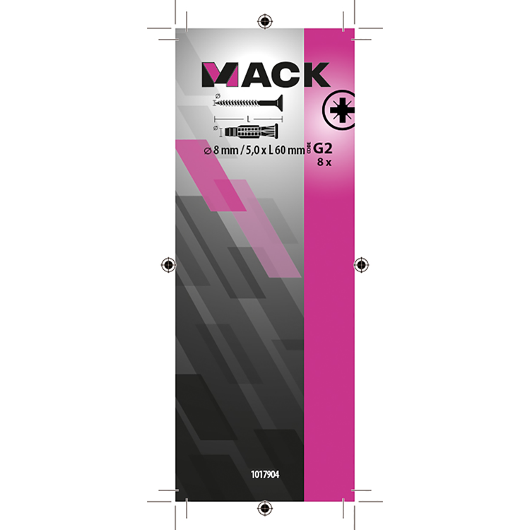 Mack 1017904 - universeelplug + schroef polyeth8 st 8mm 5,0x60mm | 5 stuks
