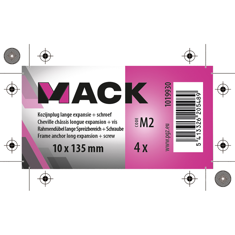 Mack 1019930 - tapón de bastidor largo exp. poliamo. + tornillo.4uds 10 x 135 mm | 5 piezas