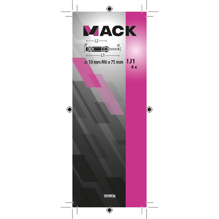 Mack 1019936 - perno de cuña con espárrago roscado. galvanizado 4 piezas m6 x 75 mm | 5 piezas