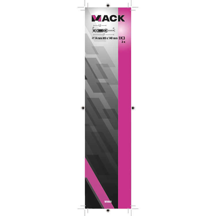 Mack 1019941 - perno de cuña con espárrago roscado. galvanizado2 piezas m8 x 140 mm | 5 piezas
