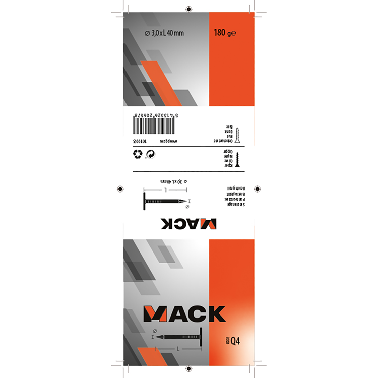 Mack 1019975 - clavo esquisto cobre 180 gr 3,0 x 40mm | 5 piezas