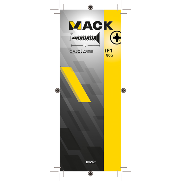 Mack 1017969 - tornillo para aglomerado con cabeza chapada en amarillo. 80 piezas 4,0 x 20 mm | 5 piezas